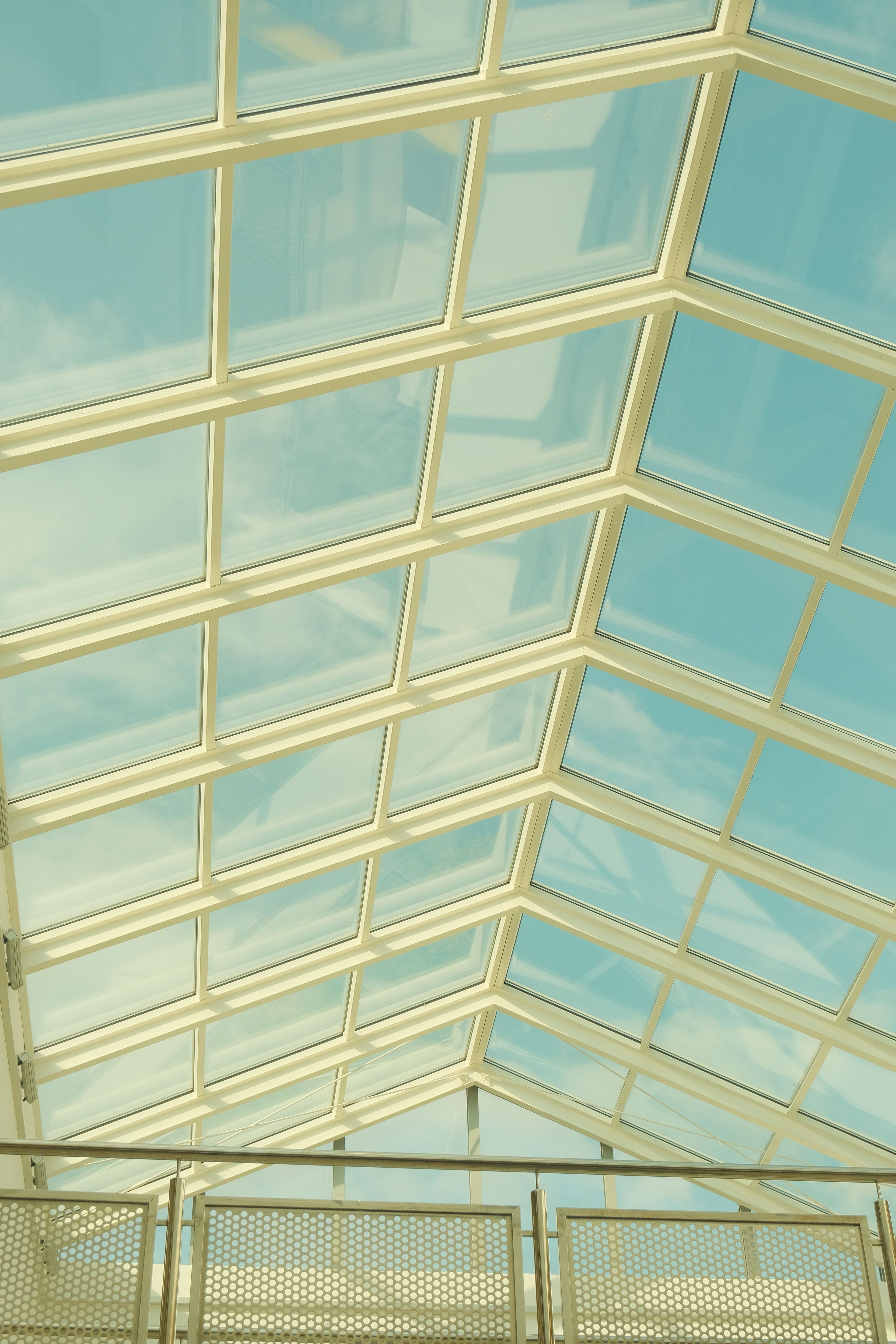Glass skylight roof letting in daylight